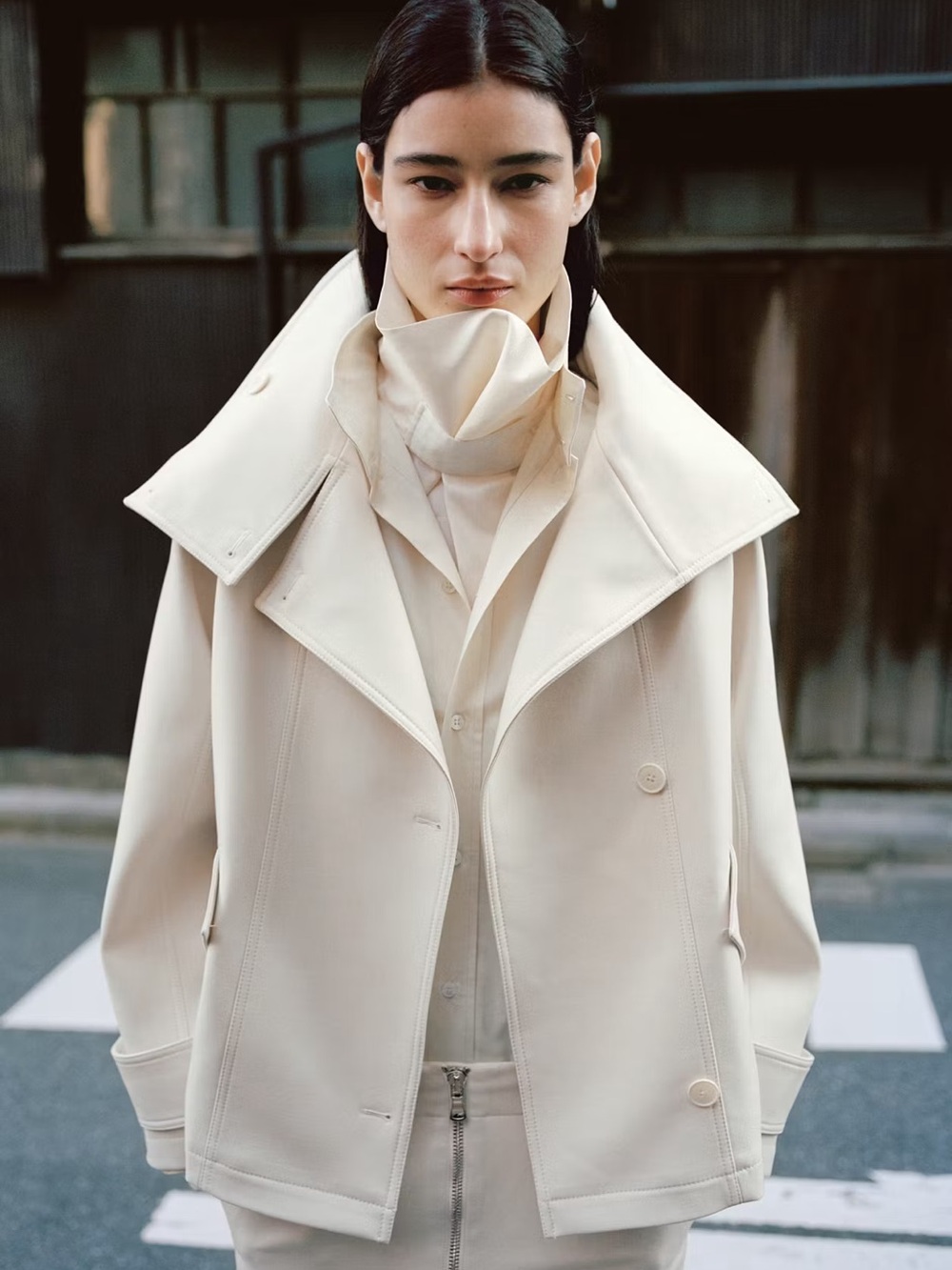 Mango FUNNEL NECK PARKA WITH POCKETS - Vanilla